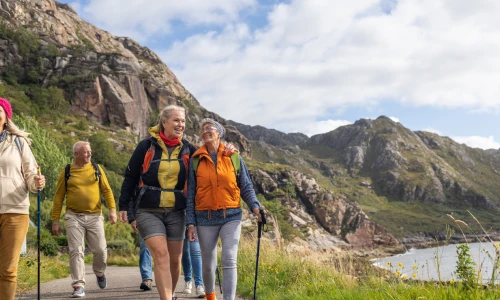 Travellers exploring on a moderate-paced walking tour